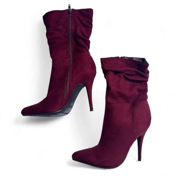 Anne Michelle “Lonestar-31” Burgundy Pointed-Toe Booties – Size 8 - Picture 2 of 10